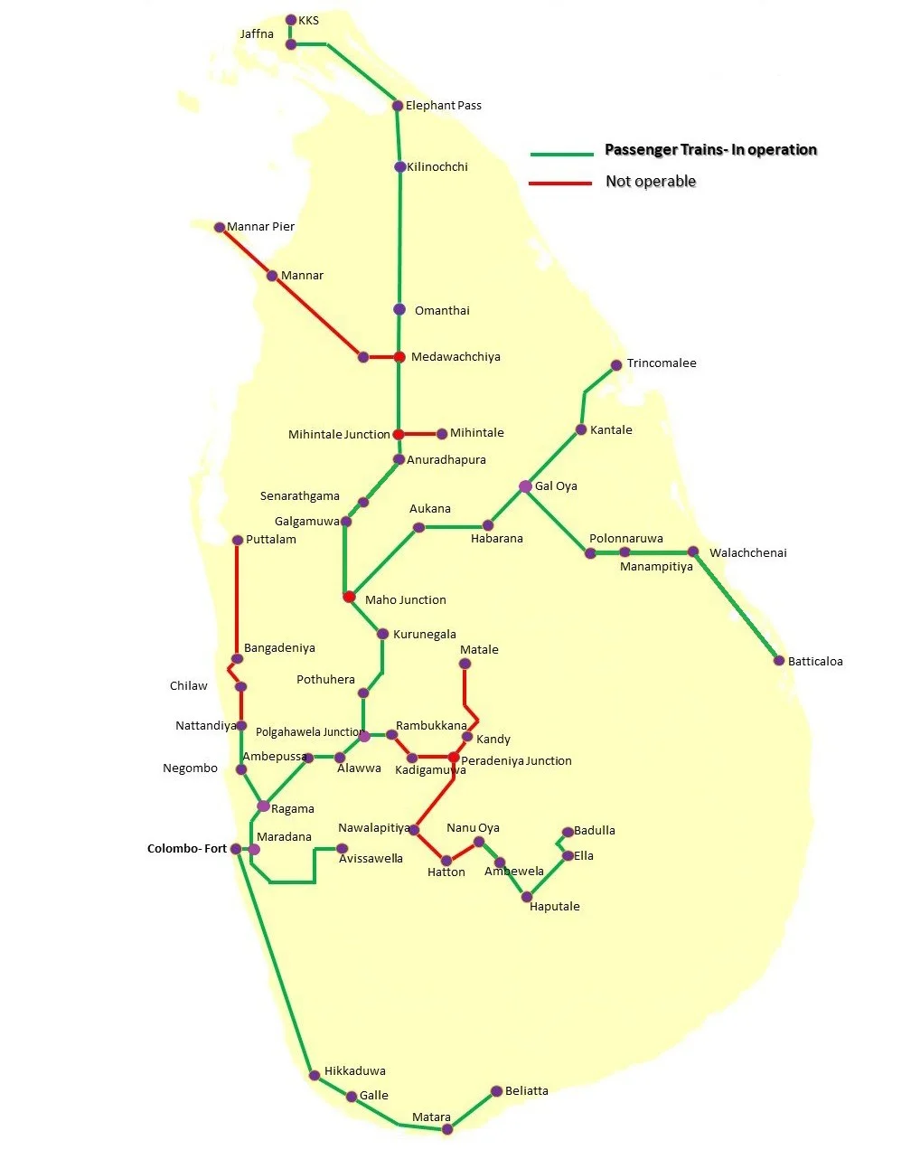 Sri Lanka Railway Map